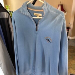 Tommy Bahama Blue Zip Up Sweater with Embroidered Logo